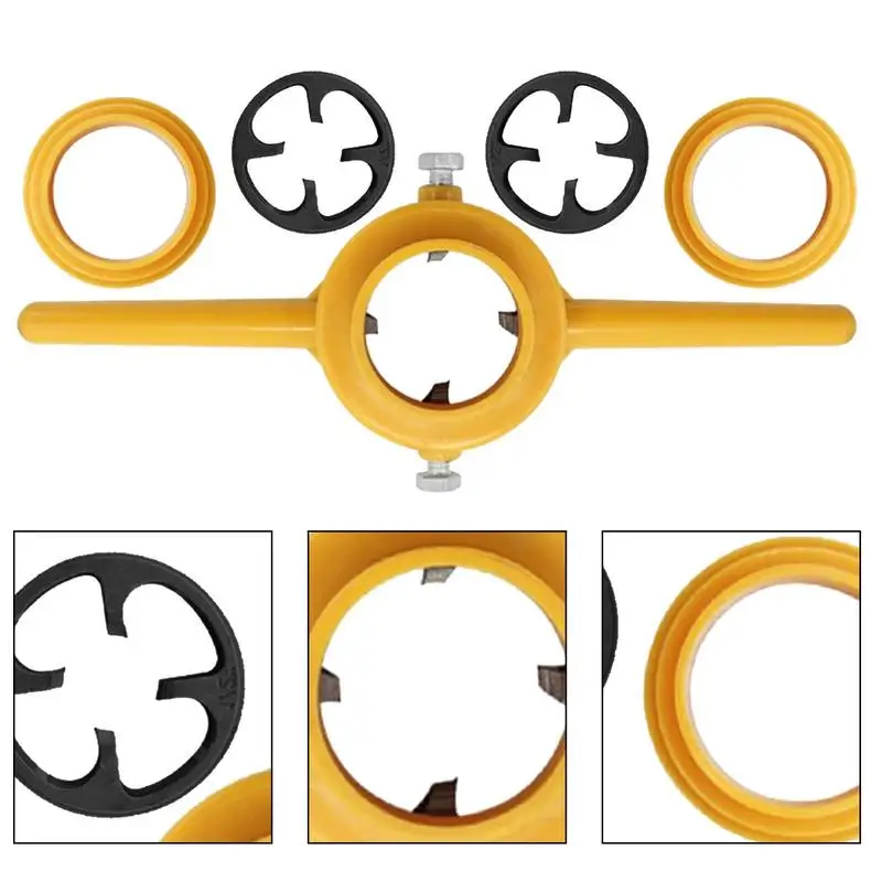 6pcs Professional Manual Pipe Threader Powerful 1/2 3/4 1 Inch Plumbing PVC Thread Tool Maker Screw Die Set Hand Tool Easy Apply