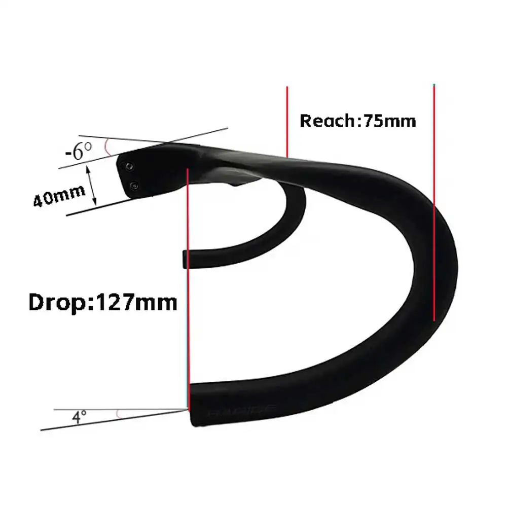 Elitaone sl8 estrada guiador de carbono barra dobrada 127mm gota 75mm roteamento cabo interno diâmetro do guiador da bicicleta com espaçador