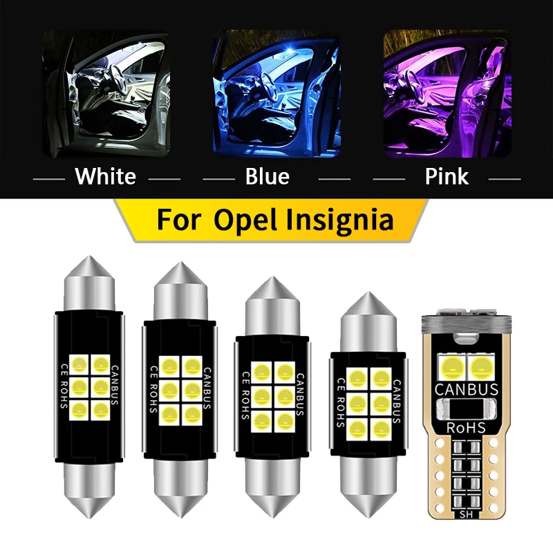 

12Pcs Car LED Interior Dome Map Trunk Door Lighting Bulb Kit For Opel Insignia Canbus T10 39MM 41MM No Error Lamp Auto Accessory