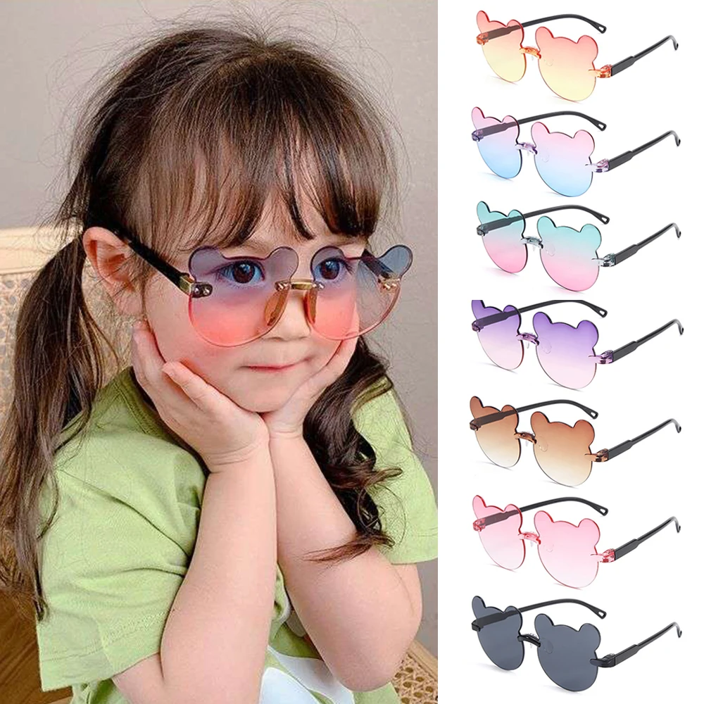 

Children Sunglasses Sunscreen Eyeglasses Rimless Frame Glasses Eyewear Anti-UV Sun-shading Kids Cute Sun Visors Sunshades INS