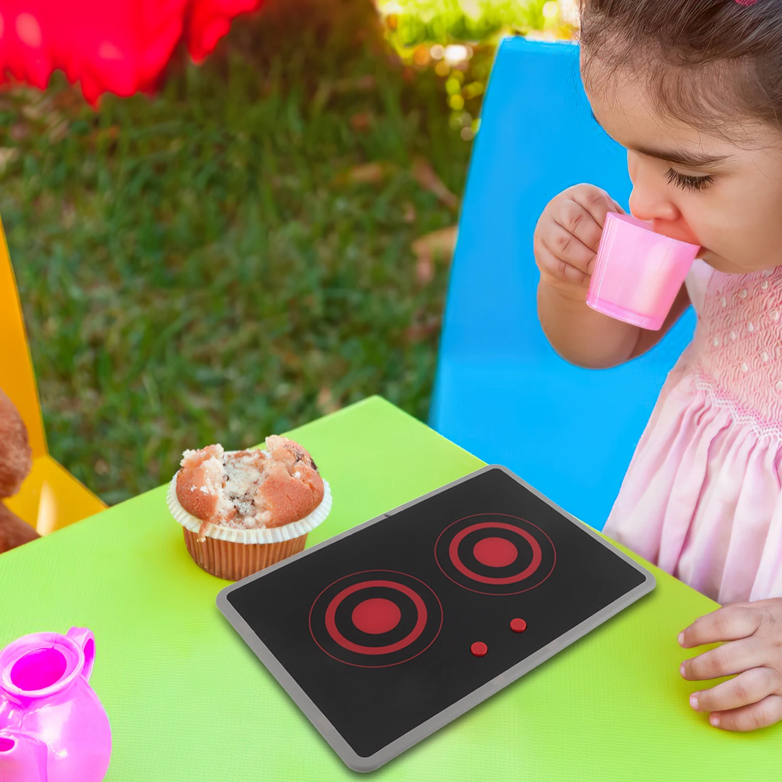 Fornello a induzione Giocattoli Elettrodomestici da cucina per bambini Mini fornello Gioca a finta di accessori Pentole in plastica Giocattoli da cucina
