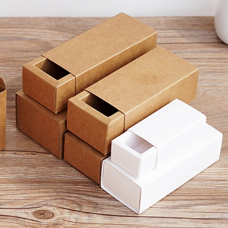 20pcs- 10/30/50/100ml  Blank White Kraft Paper Drawer Boxes for Cosmetics Essential Oil Dropper Bottle Jewelry Gift Packaging