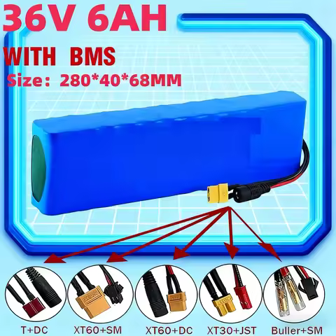 ️36V 6Ah 18650 10S3P Li ion Portable Battery Pack, Lithium ion E-scooter Battery Pack, Replacement Battery, with Charger +BMS