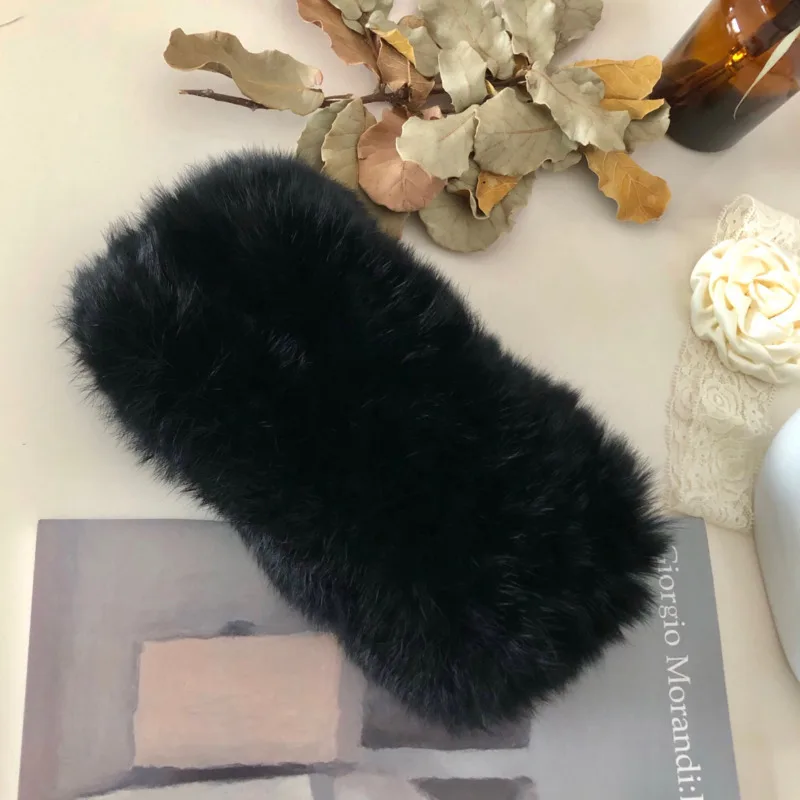 Real Rex Rabbit Fur Headband Women\'s Hand-Knitted Fur Scarf Natural Fur Ring Cowl Snood Scarves Winter Female Fashion Head Cover