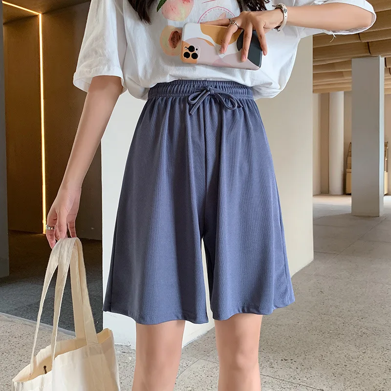 Pantalon ample et décontracté pour femmes, taille haute, jambes larges, longueur ort, asymétrique, pour les déplacements, en Fiber de Polyester, été 2023