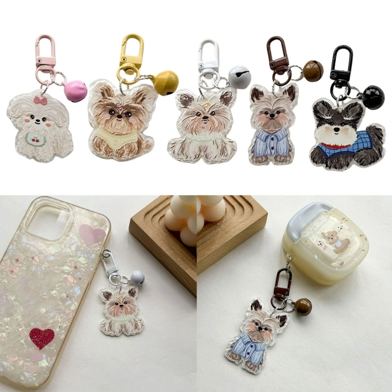 Dog Themed Acrylic Keychain Lightweight Cartoon Animal Keyring Bag Pendant Accessories for Pet Lovers and Students