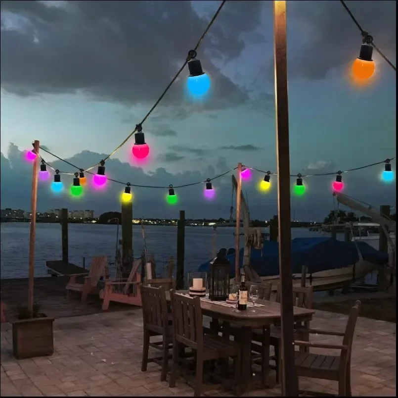 Cross-border new colorful light string outdoor camping G40 bulb string intelligent ecological garden decoration S14 bulb light