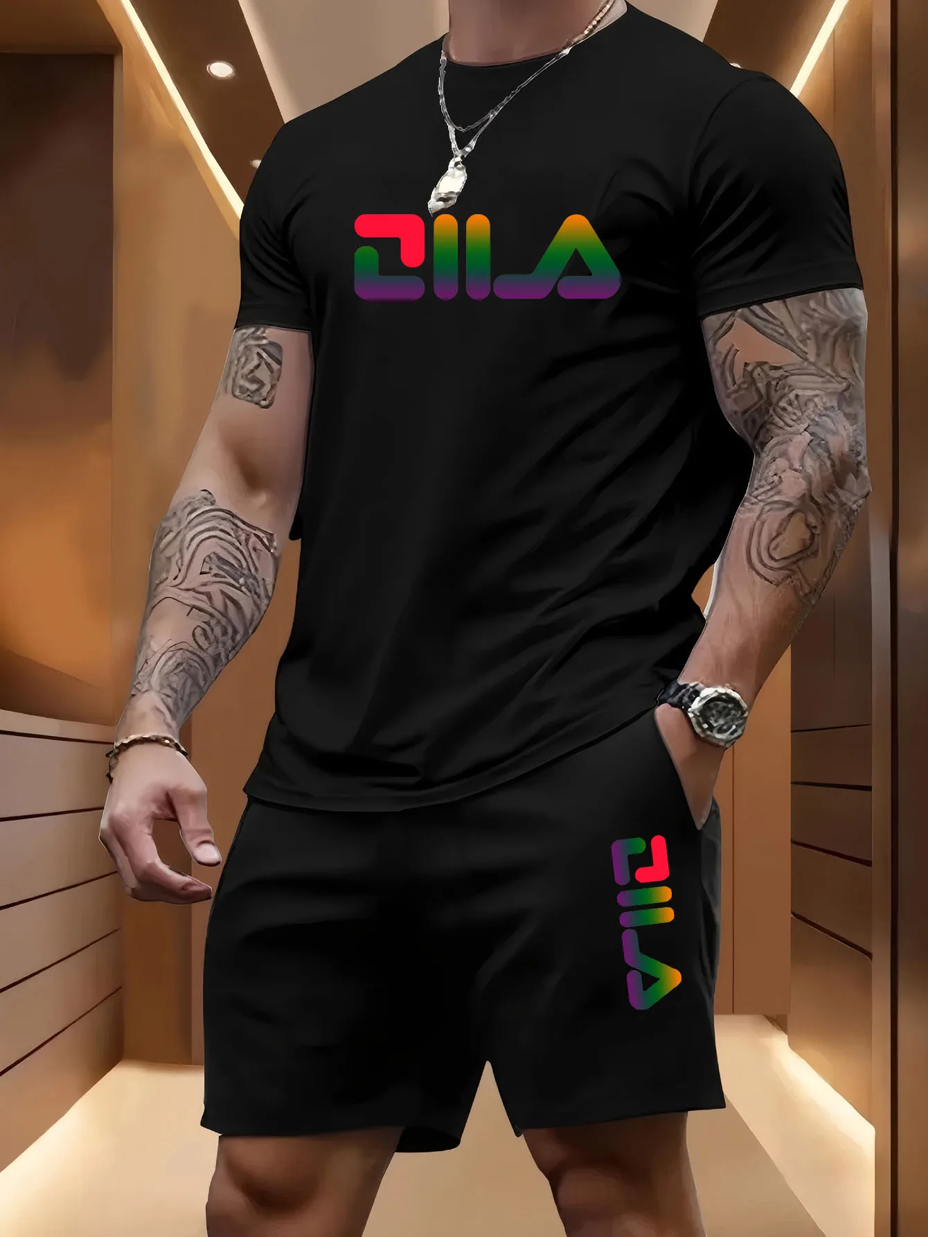 Conjunto Deportivo de Verano para Hombre, Informal, para Playa, Baloncesto y Actividades al Aire Libre, Cómodo, de Dos Piezas, con Camiseta Holgada y Pantalones Cortos a la Moda