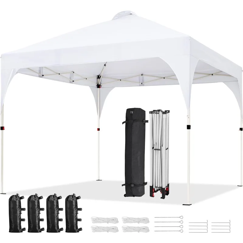 

10x10 Pop Up Canopy Tent with Vent, Easy Set Up Tent, Instant Sun Shelter Canopy with Wheeled Bag, 4 Sandbags, 12 Stakes