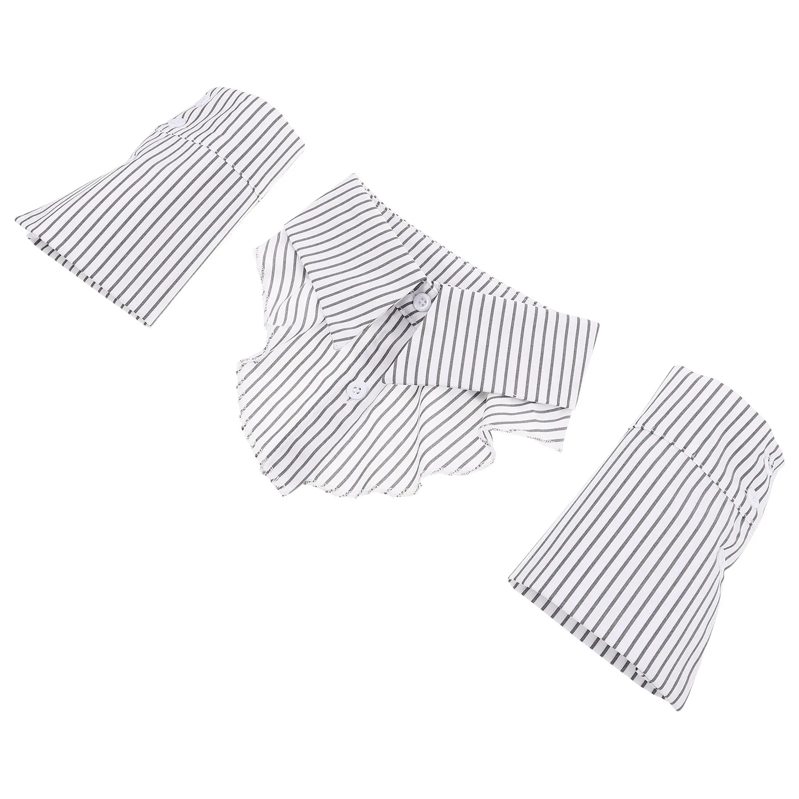 1Set Professional Detachable Faux Collar and Cuff Set Pointed Design Polyester Office Wear Business Formal Stylish Minimalist