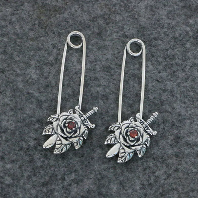 Fashionable high-end accessories s925 sterling silver cane rose brooch brooch female necklace individual pendant bag clothing