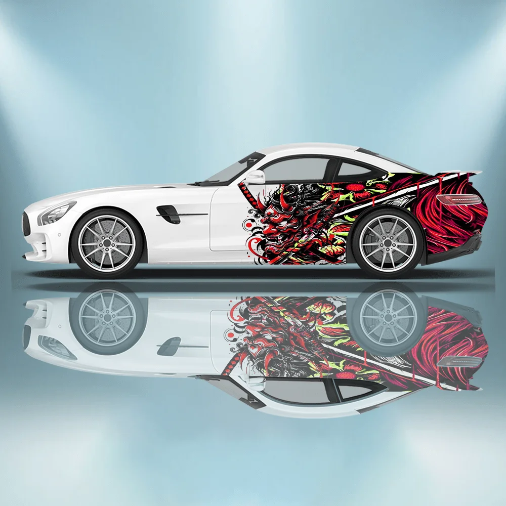 

Devil Mask Flame Shore Flower Warrior Car Stickers Full Body Stickers Decoration Coverage Scratch Protection Auto Accessories