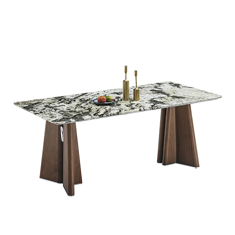 

# Brazilian Luxury Square Marble Dining Table Set; Modern Natural Stone 6-Seater High-end Home Dining For Small Apartments