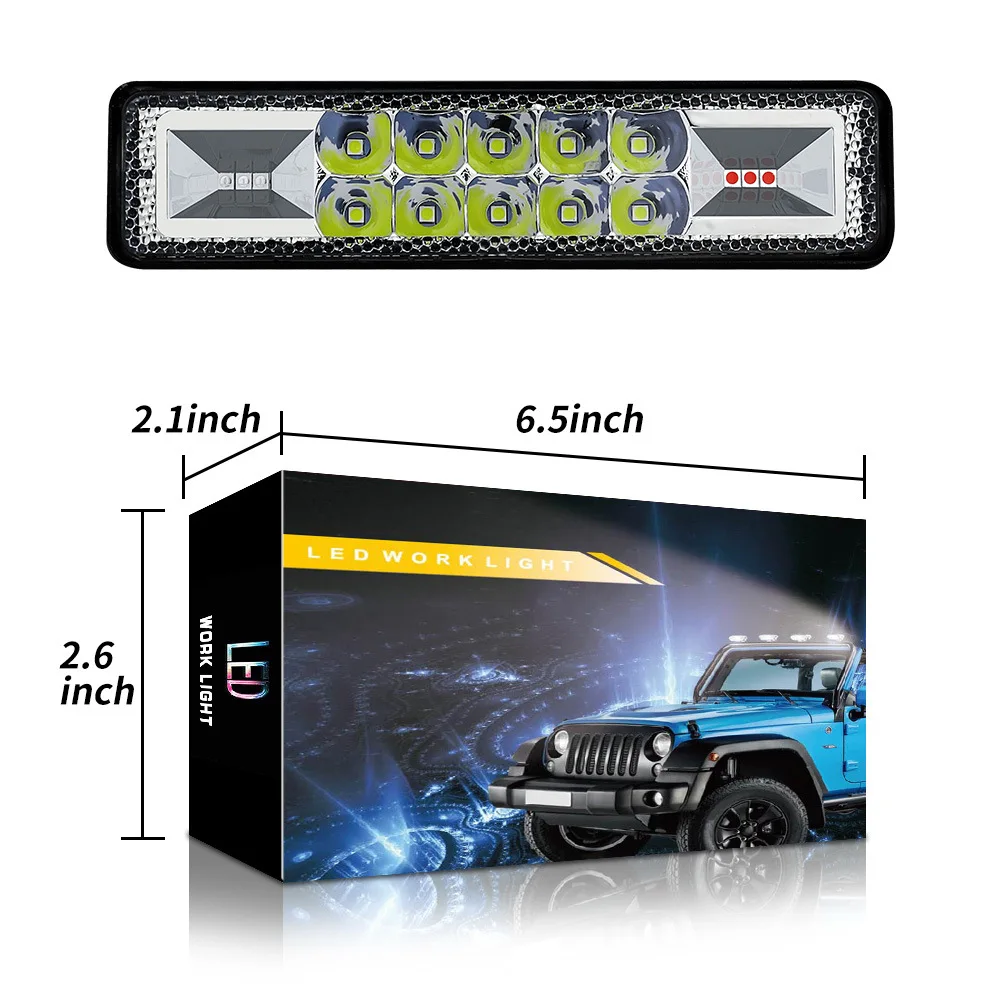 

Car LED work light in a straight line, 6 inches, 16 lights, left and right flashing, daytime running light, auxiliary light