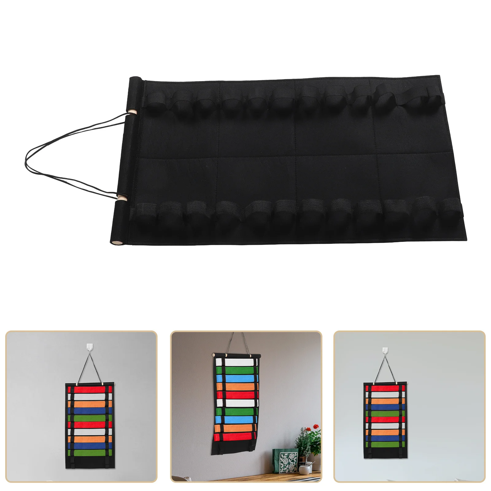 

12 Belt Display Rack for Martial Arts Black Thick Belt Organizer Holder Display Standing Storage Hanger Rack Displays