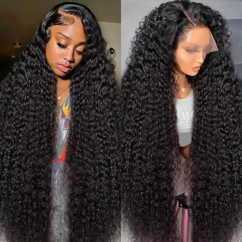 40 50Inch 200% Deep Wave Frontal Wig 13x6 HD Lace Frontal Human Hair Wigs Curly Human Hair 13x4 Lace Frontal Wigs For Women