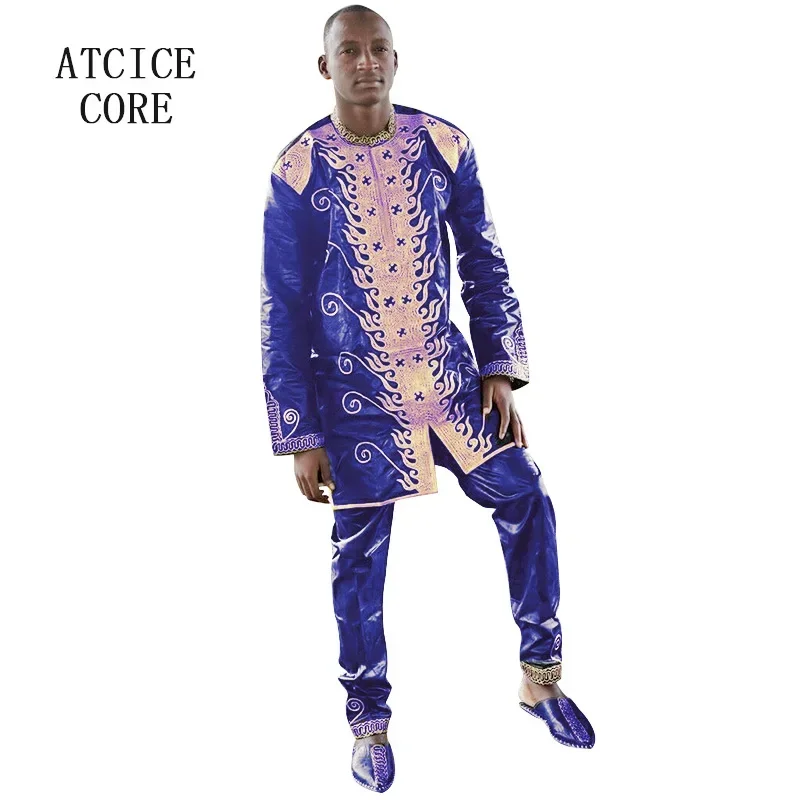 Dashiki Traditional Mens African Clothing Long Sleeves African Bazin Riche