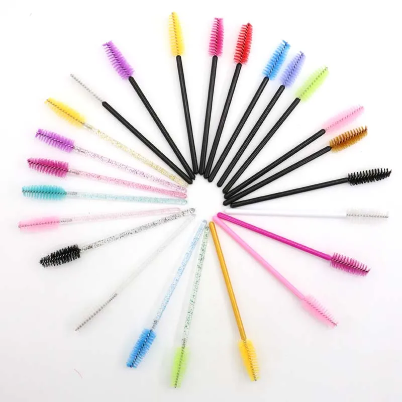 50 teile/los Neue Bunte Griff Einweg Mascara Wands Applikator Lash Eye lashes Cosmetic Pinsel Maquiagem Cilio Makeups Tool