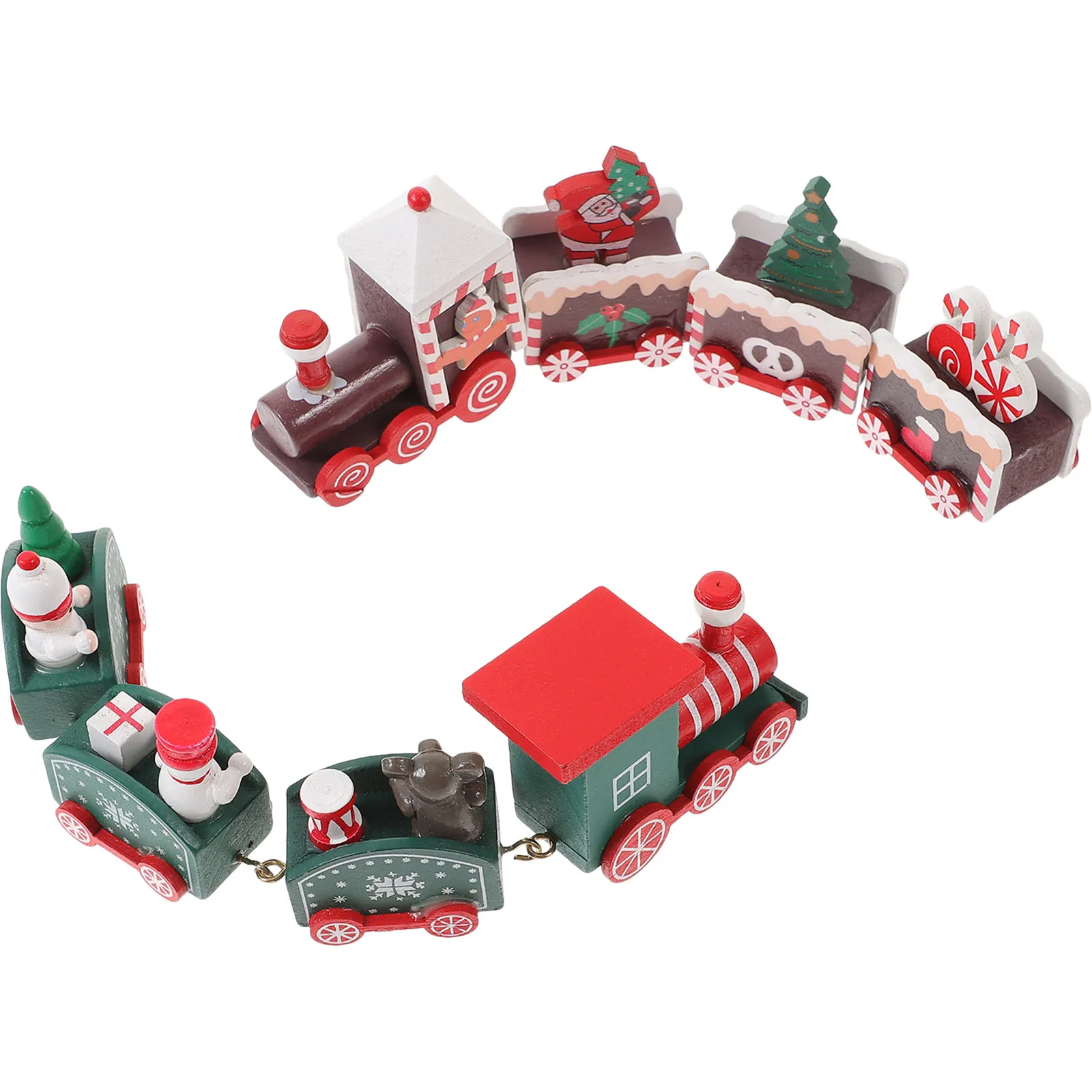 

Набор из 2 деревянных рождественских поездов, четырехсекционный, для украшения стола, праздничный декор для дома, новогодний декор, рождественские поделки