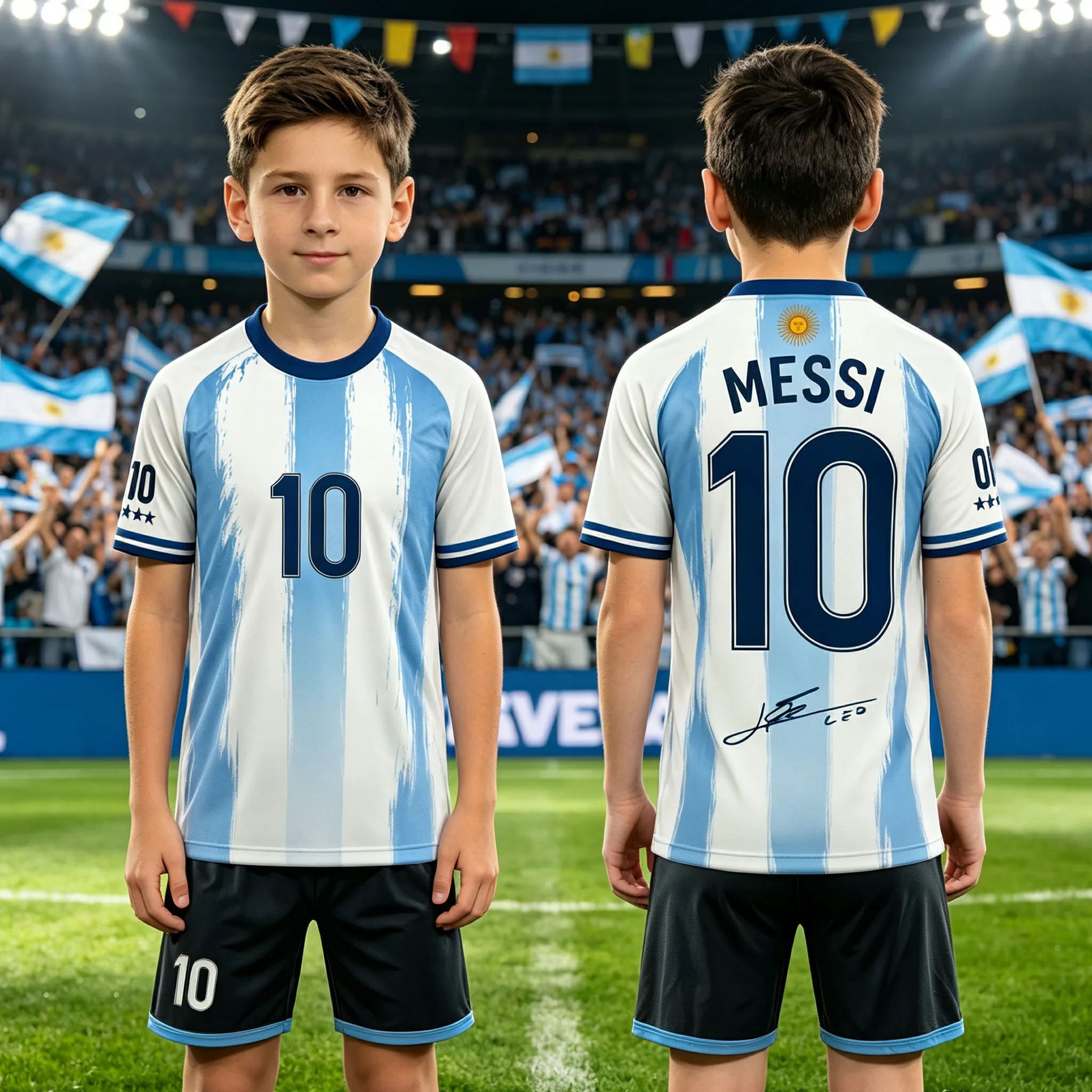 Messi NO.10 Children's And Men's Sports Sets Soccer Outdoor Football Trannng Tracksuits Short Sleeve T-shirts Shorts Sportswear