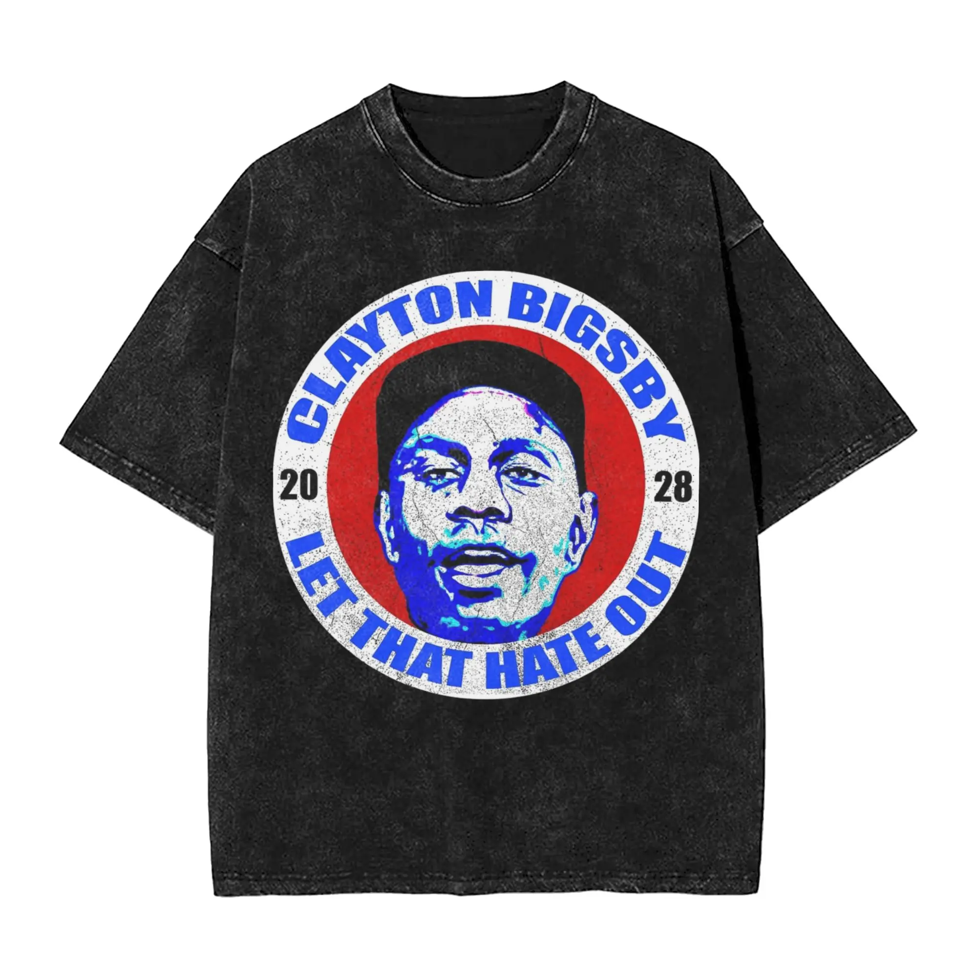 Washed T Shirt Vintage Clayton Bigsby For President 2028   T-Shirt Oversize  Streetwear Short Sleeve Summer Tops Tees