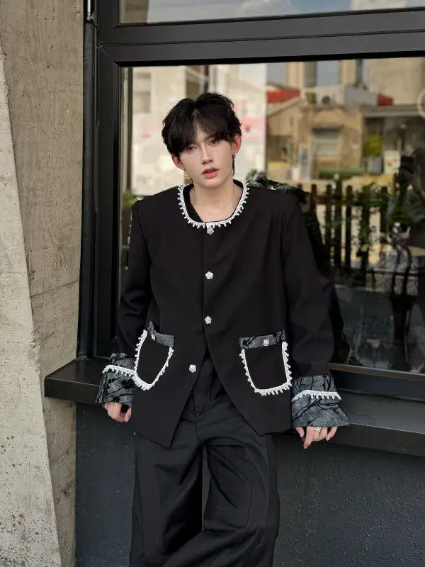 

Ретро цветочное кружевное украшение oulder Pad ort Svel мужской джет роскошный сенсационный модный западный костюм топ осенняя верхняя одежда