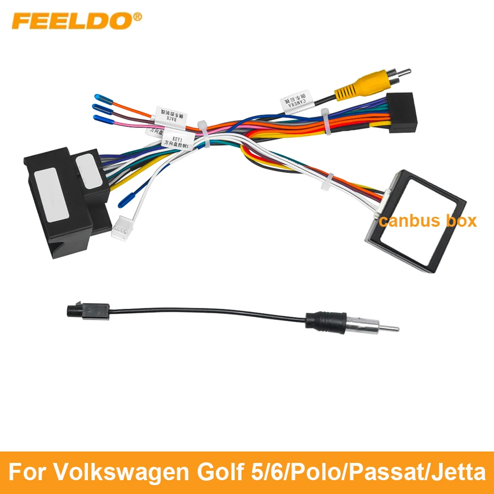 

FEELDO 16-Pin Android Car Media Player Navi Radio CANBUS BOX Wire harness For Volkswagen Golf 5/6/Polo/Passat/Tiguan/Touran