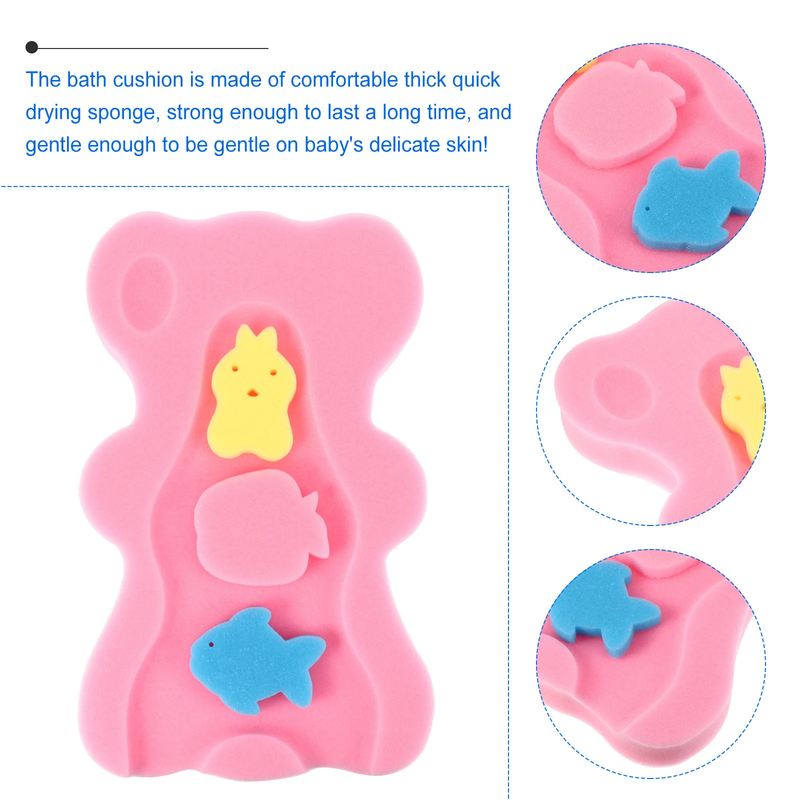 

1Set Baby Bath Mat Newborns Bathtub Cushion Supple Sponge Pad Non- Cartoon Bear Design Baby Bath Mat Infant Tub Cushion