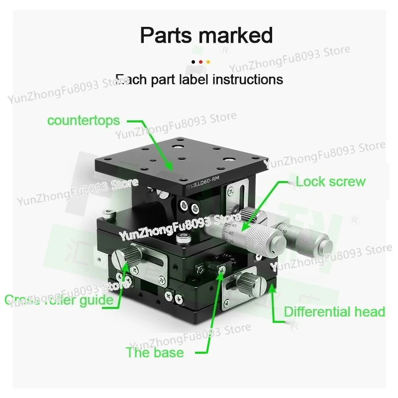 XYZ Axis  Manual Precision Displacement  Platform Fine-Tuning Lifting Workbench Aluminum Alloy Move Sliding Table LGD60  60*60MM