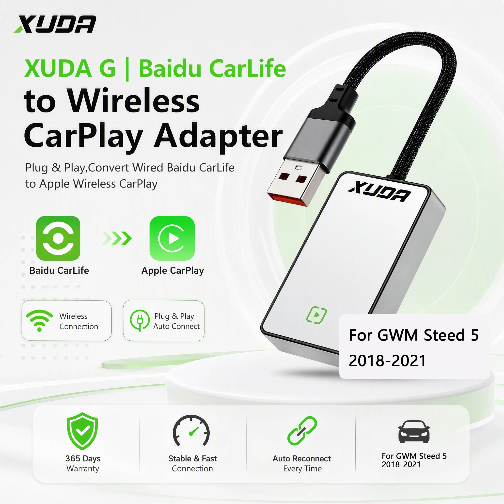 xuda-smart-box-for-gwm-steed-5-baidu-carlife-apple-carplay-and-android-autonavigation-music-voice-control-wired-to-wireless