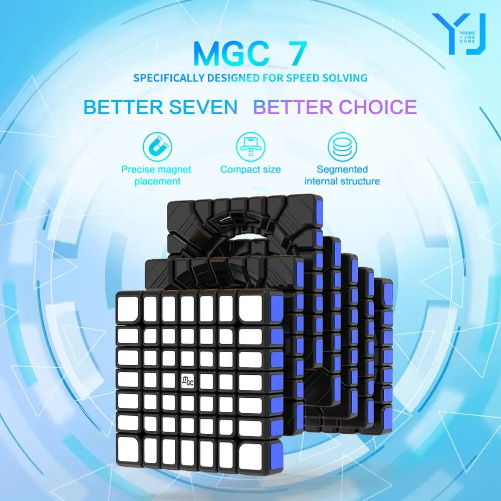 YJ MGC 7x7 M Cubo Magico Magico di Velocità Senza Adesivo Giocattoli Professionali Agitarsi MGC 7 7x7M Cubo Magico Puzzle