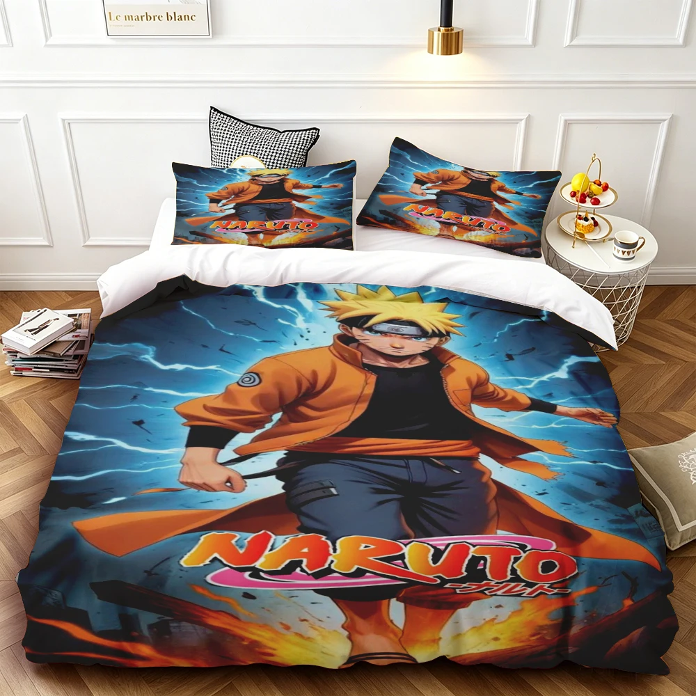 

Boys Naruto Duvet Cover Set Anime Quilt Cover Bedding Set Skin-friendly and Breathable for Bedroom Home Decor