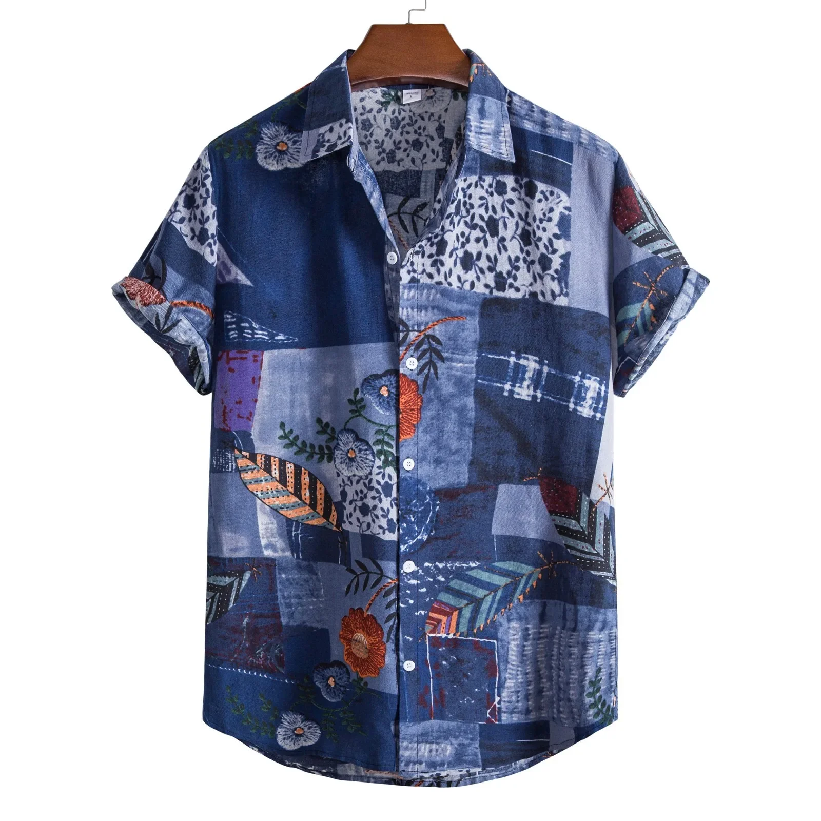 Camisas hawaianas de playa para hombre, Tops de manga corta con estampado 3D, estilo de solapa informal, ropa Retro importada, moda Floral