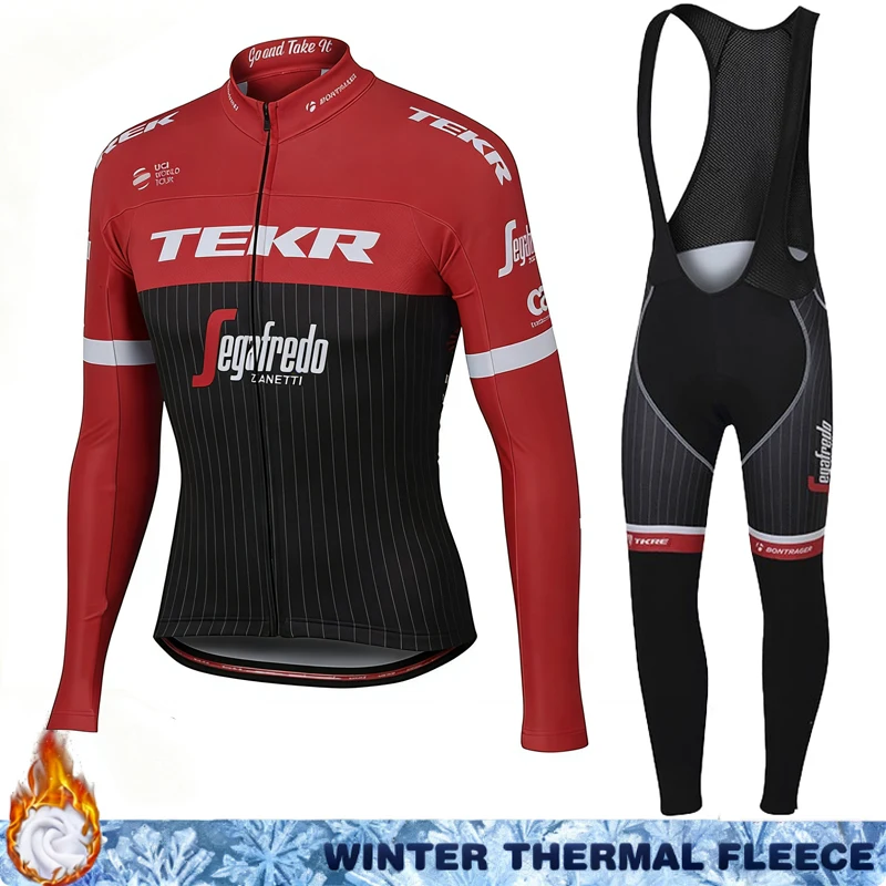 بدلة ركوب الدراجات للرجال بأكمام طويلة من الجيرسيه الحراري TEKR زي رجل ملابس صوف حراري 2026 طقم ملابس ركوب الدراجات الشتوية مريلة رجالي
