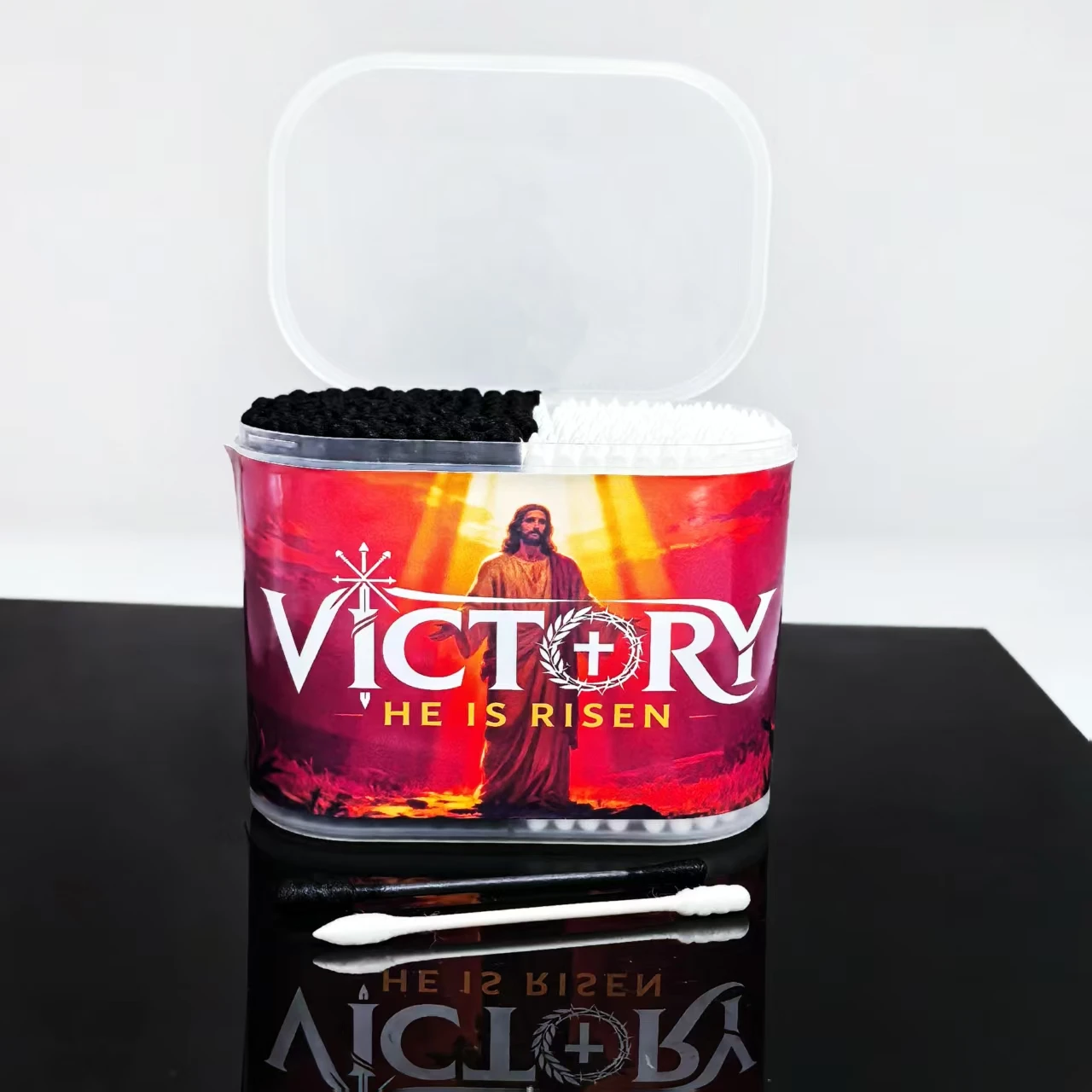 300개/600개 종교적 예수 테마 양면 면봉, 일상 청소용 면봉 팁