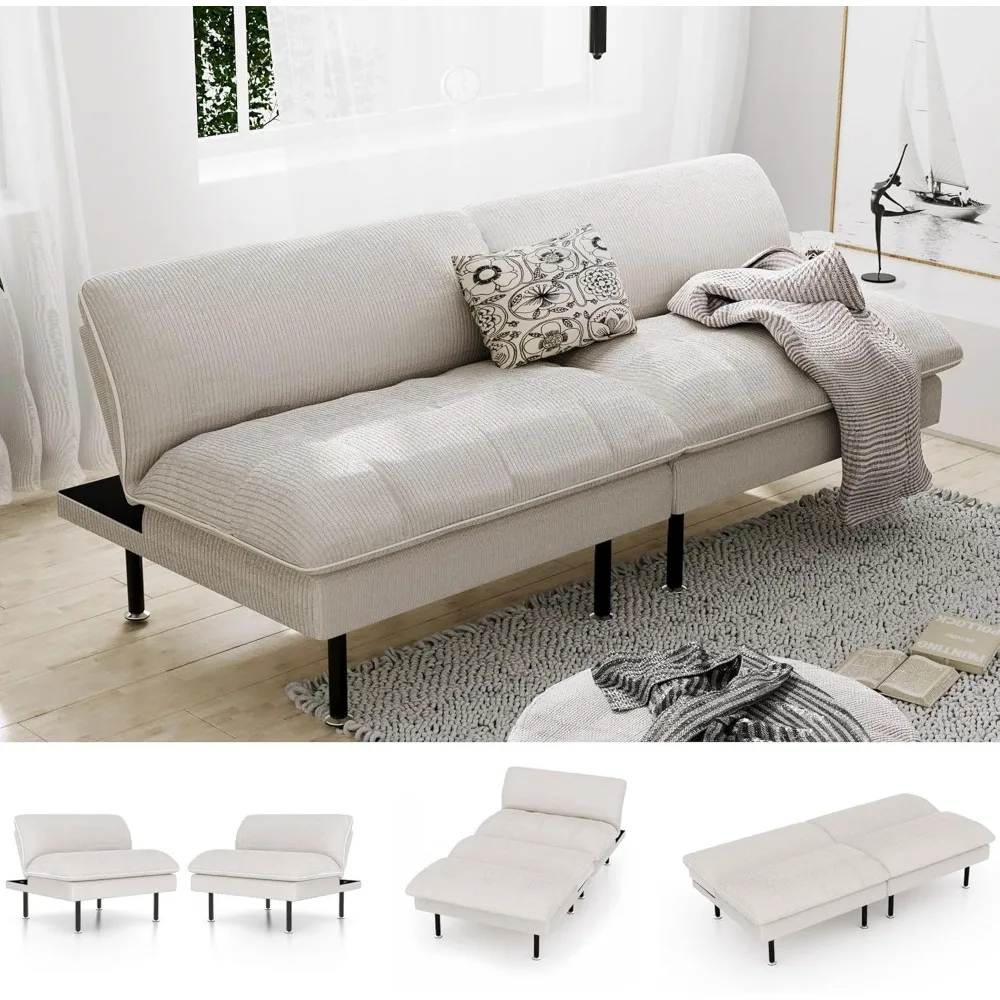 

70" Futon Sofa Bed, 4 in 1 Multi-Function Couch Sleeper with Adjustable Backrest, Modern Convertible Futon, Recliner Small Loves