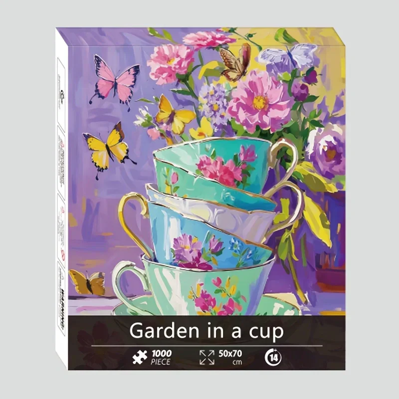

Enchanted Teacup Butterflies 100-Piece Jigsaw Puzzle 70x50cm Fantasy Wall Art Boho Decor Lovers Premium Packaging
