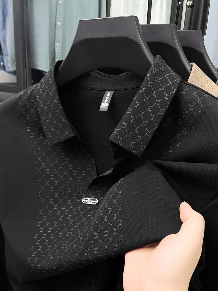 

Lormen Men's Long Sve irt Casual Busin Loose Fit T-irt Breathable Comfortable Polyester Nylon Blend Spring Autumn