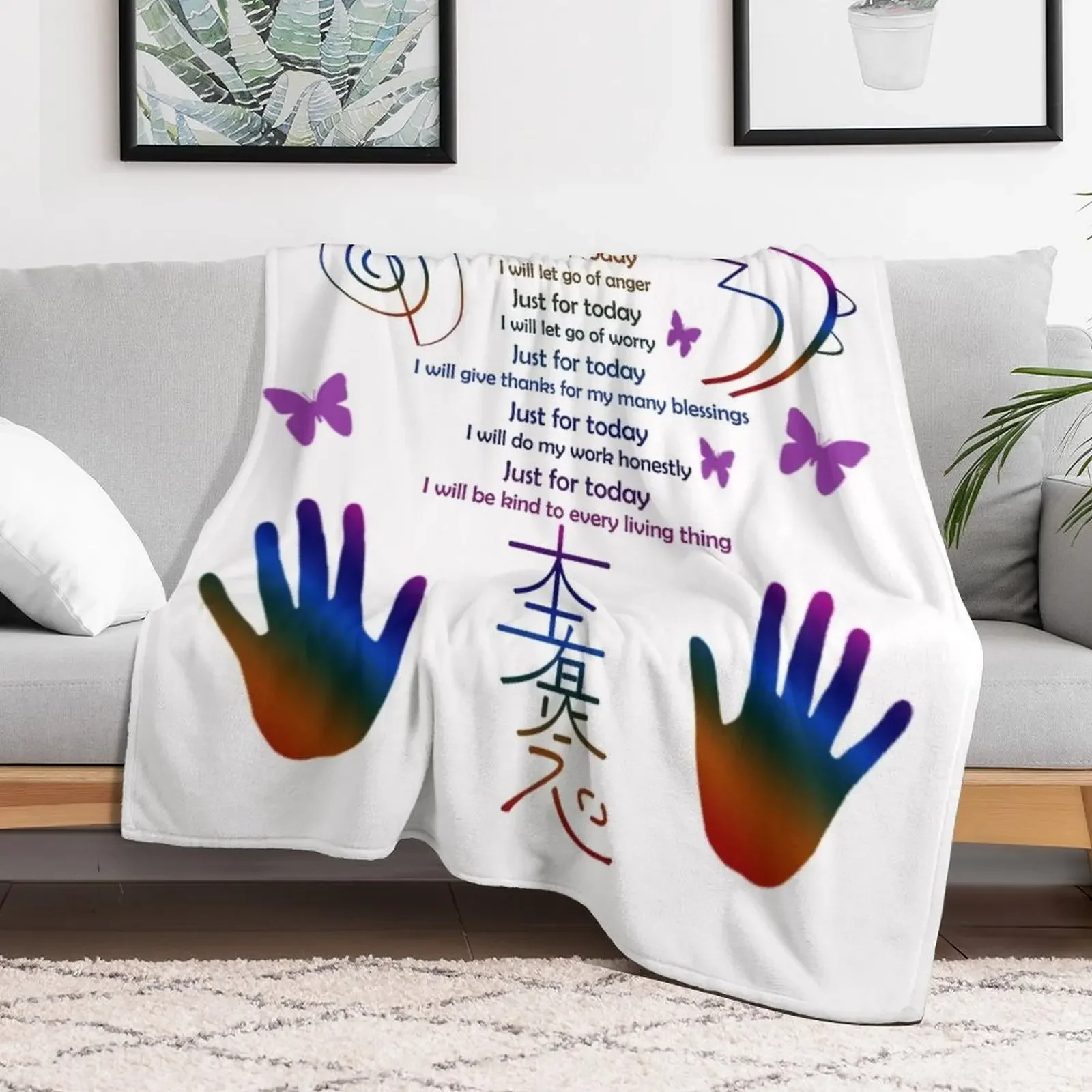 The 5 Principles of Reiki Throw Blanket blankets ands wednesday Extra Large Throw Picnic Blankets