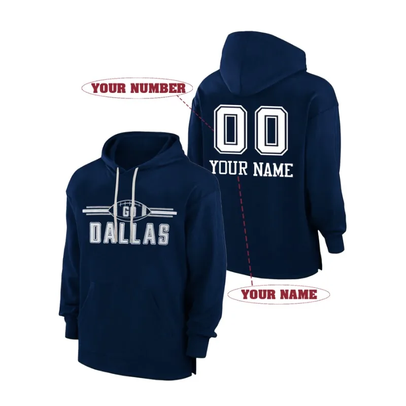 

Мужская толстовка с вышивкой Dallas на заказ, индивидуальное имя и номер, утолщенный модный свободный крой, повседневный пуловер, толстовка