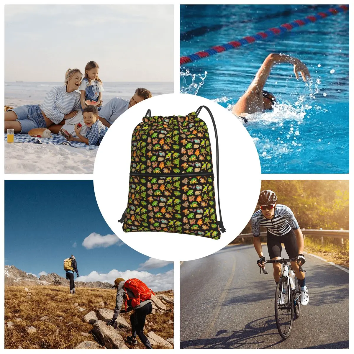 شجرة الضفدع - حقائب ظهر داكنة عصرية محمولة برباط، حقيبة رياضية، حقائب كتب للسفر والمدرسة #6