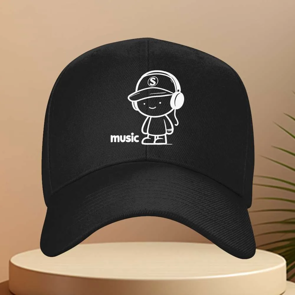 Music Note Headphones Baseball Cap Casual Polyester Graphic Hat For Musicians