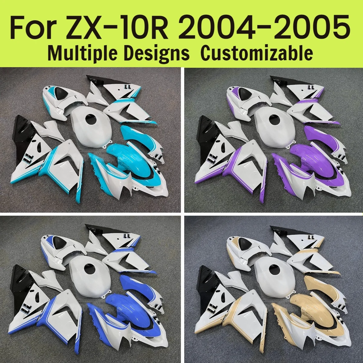 Fairing Body Kit ZX 10R 2004 2005 ABS Plastic Motorcycle Aftermarket Fairings for Kawasaki ZX10R 04 05