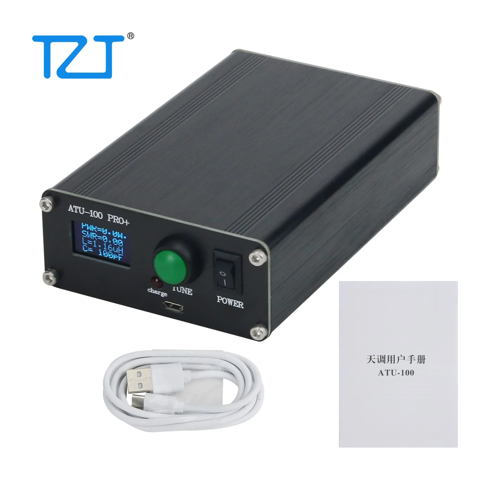 

TZT ATU-100 Pro+ Automatic Antenna Tuner 100W 1.8-50MHz w/ 0.96-Inch OLED Display Atu100 Assembled with Shell