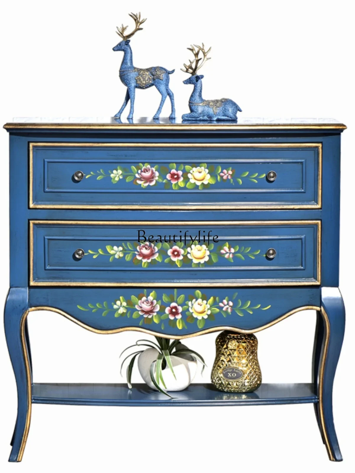 

XX39American Country Entrance Cabinet Solid Wood Decorative Partition Living Room Sofa Sideboard Cabinet