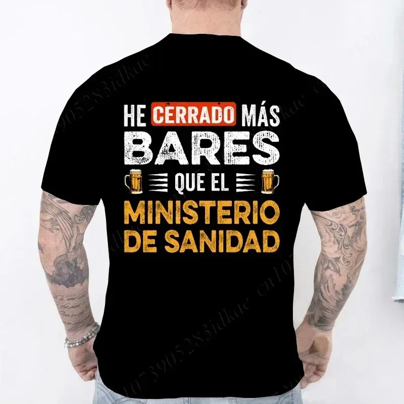 Ich schließe mehr Bars T-Shirt Retro Spanischer Humor Geek Bierliebhaber Geschenk Kurzarm Unisex T-Shirt Kleidung Mode Lässiges T-Shirt Oberteil
