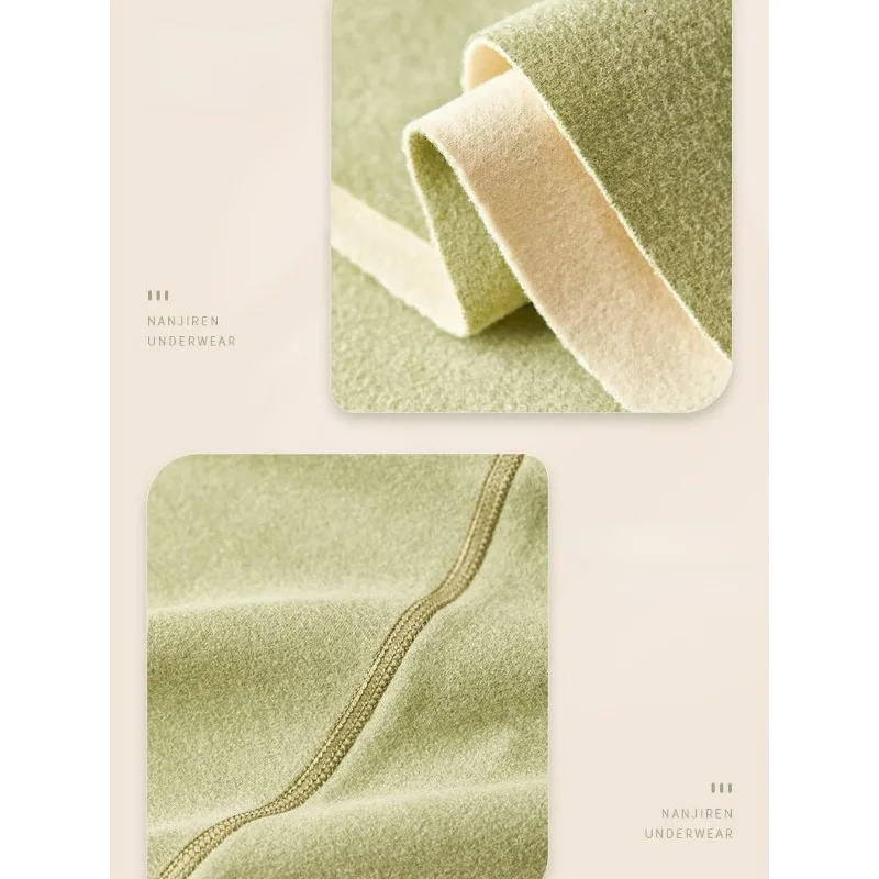 2023 New De Rong Thermal Underwear Women Traceless Plush Brushed Bottom Shirt Thickened Autumn Clothes Autumn Trousers Set