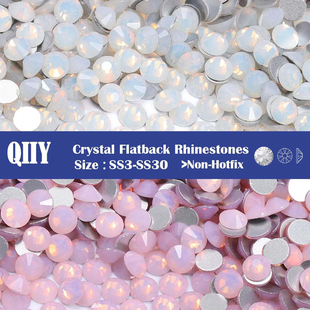 

QIIY Высокое качество белый опал горный хрусталь для одежды без горячей фиксации свадебные аксессуары блестки аппликация хрустальные стразы для ногтей