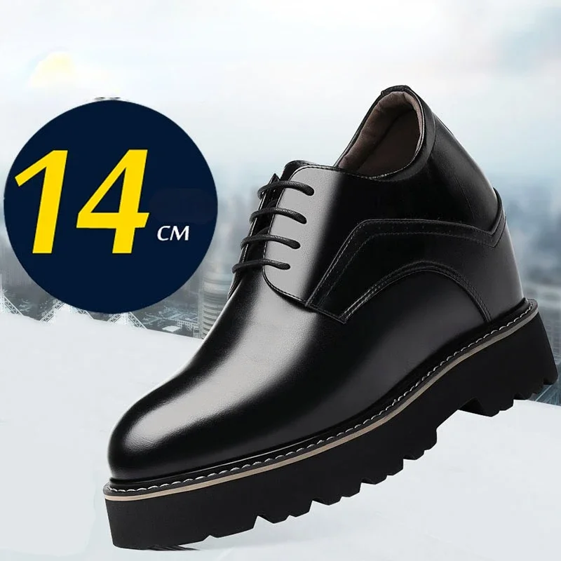 Extra-high 14cm Men's Elevator Shoes Rare Inner Height-enhancing Wedding Leather Shoes Ultra-high Heels Business Stage Shoe Male