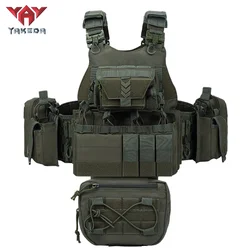 YAKEDA Plate Carrier Hunting Chaleco Tactico Plate Carrier Tactical Vest with Helmet Pouch